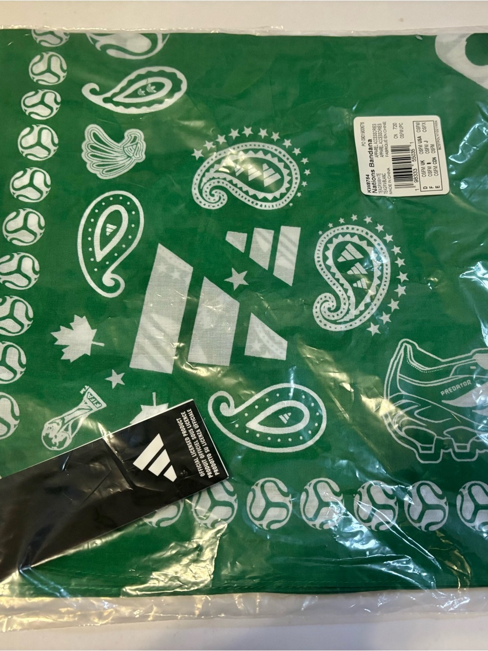adidas Fifa Nations Green Bandana with White Paisley